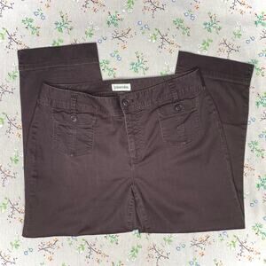 Vintage Y2k Corduroy Capris Pants Patch Pockets Brown Women's 8 Coquette Indie
